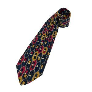 Eddie Bauer Silk Necktie Multicolor Geometric Mens Bright 55.5 x 3.75